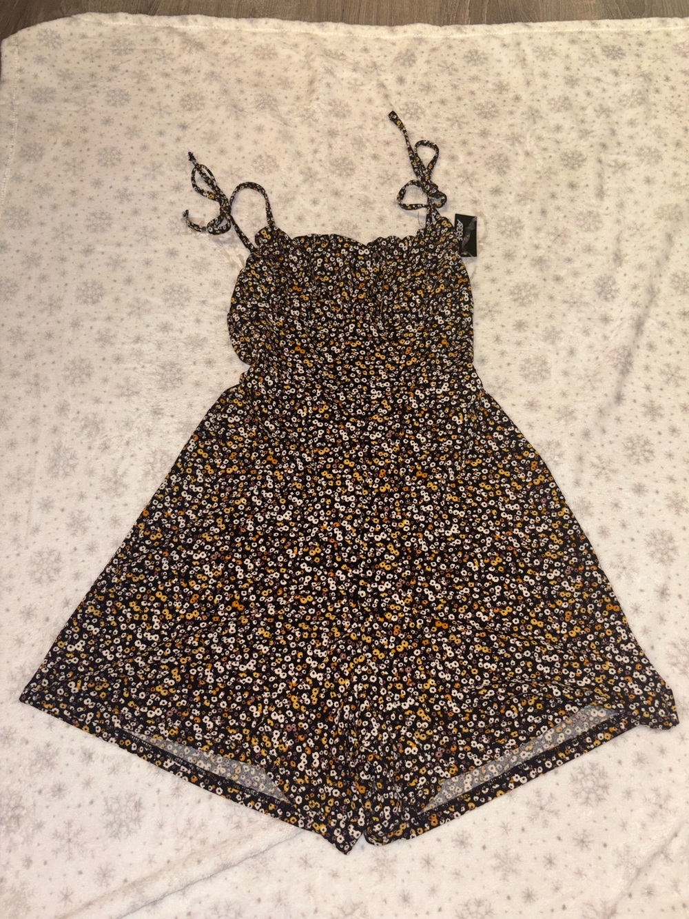 Black Floral Tie-Strap Romper